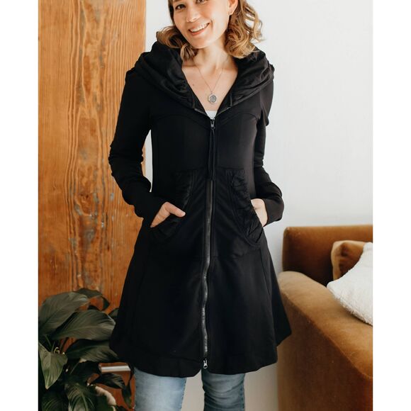 Prairie Underground Long Cloak Hoodie in Black sz XS - Picture 1 of 5